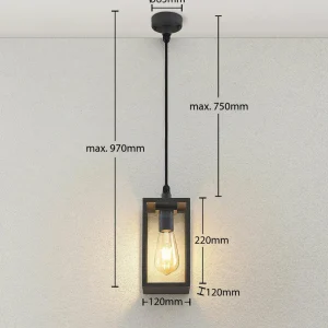Lindby Filimon suspension, gris foncé, E27^ Suspensions D'Extérieur