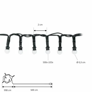 Lindby Guirlande lumineuse LED Miyu, 1.800 K, minuterie, 15 m, IP44^ Lumière De Noël