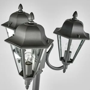 Lindby Lampadaire d'extérieur Edana, 3 flammes, gris, aluminium^ Lampadaires D'Extérieur