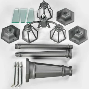 Lindby Lampadaire d'extérieur Edana, 3 flammes, gris, aluminium^ Lampadaires D'Extérieur