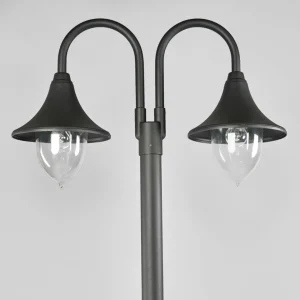 Lindby lampadaire d'extérieur Madea, gris, aluminium, à 2 lampes^ Lampadaires D'Extérieur