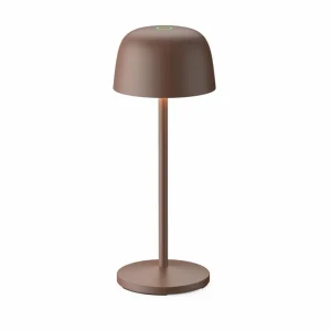 Lindby lampe à poser LED rechargeable Arietty, brun, aluminium, 27cm, IP54^ Lampes Décoratives