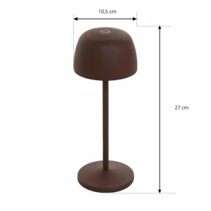 Lindby lampe à poser LED rechargeable Arietty, brun, aluminium, 27cm, IP54^ Lampes Décoratives