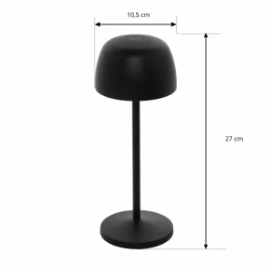 Lindby Lampe à poser LED rechargeable Arietty, noir, aluminium, 27cm, IP54^ Lampes Décoratives