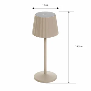 Lindby lampe à poser LED rechargeable Esali, rainures, beige, aluminium,^ Lampes Décoratives