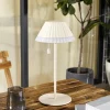 Lindby Lampe à poser LED rechargeable Ilvi, beige, aluminium, Ø 17,5 cm^ Lampes Décoratives