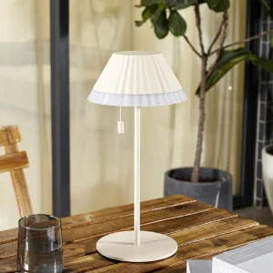 Lindby Lampe à poser LED rechargeable Ilvi, beige, aluminium, Ø 17,5 cm^ Lampes Décoratives