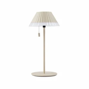 Lindby Lampe à poser LED rechargeable Ilvi, beige, aluminium, Ø 17,5 cm^ Lampes Décoratives