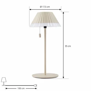 Lindby Lampe à poser LED rechargeable Ilvi, beige, aluminium, Ø 17,5 cm^ Lampes Décoratives