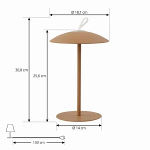 Lindby lampe à poser LED rechargeable Kanani, marron, intensité variable^ Luminaires De Terrasse