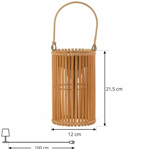 Lindby lampe de table LED Amaria, bambou, Ø 12 cm^ Lampes Décoratives