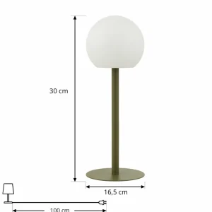 Lindby lampe de table LED d'extérieur Eleia, vert, métal, batterie^ Lampes Décoratives