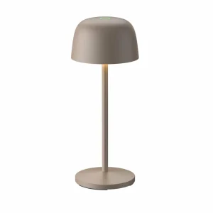 Lindby lampe de table LED rechargeable Arietty, beige, aluminium, Ø 10,5 cm^ Lampes Décoratives