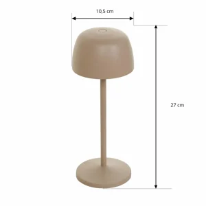 Lindby lampe de table LED rechargeable Arietty, beige, aluminium, Ø 10,5 cm^ Lampes Décoratives