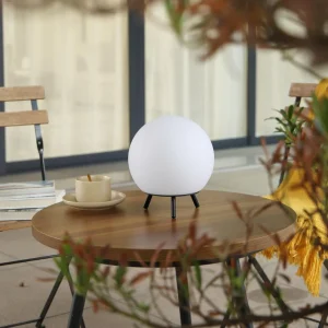 Lindby lampe de table LED rechargeable Aurilia, noir/blanc, fer, IP44^ Lampes Décoratives