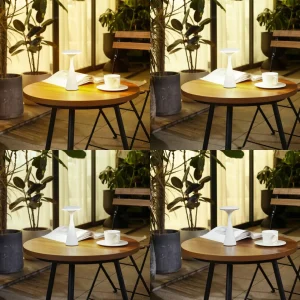 Lindby lampe de table LED rechargeable Evelen, blanc, IP54, CCT^ Lampes Décoratives