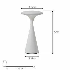 Lindby lampe de table LED rechargeable Evelen, blanc, IP54, CCT^ Lampes Décoratives