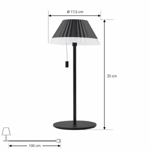 Lindby lampe de table LED rechargeable Ilvi, noir, aluminium, Ø 17,5 cm^ Lampes Décoratives