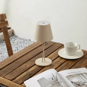 Lindby lampe de table LED rechargeable Janea, CROSS, beige, métal^ Lampes Décoratives