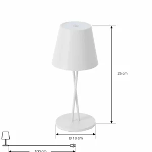 Lindby lampe de table LED rechargeable Janea CROSS, blanc, métal^ Lampes Décoratives