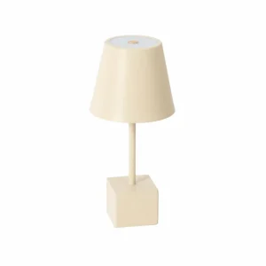 Lindby lampe de table LED rechargeable Janea CUBE, beige, métal^ Lampes Décoratives