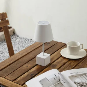 Lindby lampe de table LED rechargeable Janea CUBE, blanc, métal^ Lampes Décoratives