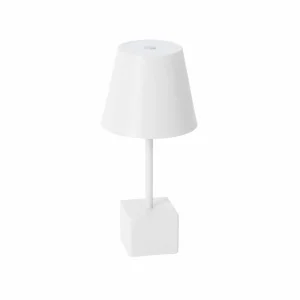 Lindby lampe de table LED rechargeable Janea CUBE, blanc, métal^ Lampes Décoratives