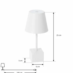 Lindby lampe de table LED rechargeable Janea CUBE, blanc, métal^ Lampes Décoratives