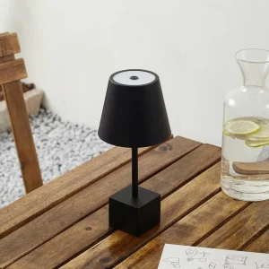 Lindby lampe de table LED rechargeable Janea CUBE, noir, métal^ Lampes Décoratives