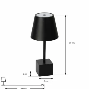 Lindby lampe de table LED rechargeable Janea CUBE, noir, métal^ Lampes Décoratives