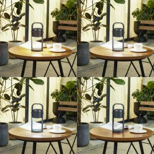 Lindby lampe de table LED rechargeable Kalevi, noir, aluminium, CCT^ Lampes Décoratives