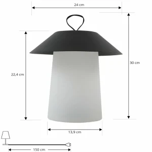 Lindby lampe de table LED rechargeable Kalina, noir/blanc, IP44^ Lampes Décoratives