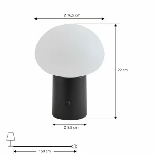 Lindby lampe de table LED rechargeable Zelie, noir, aluminium, IP44^ Lampes Décoratives