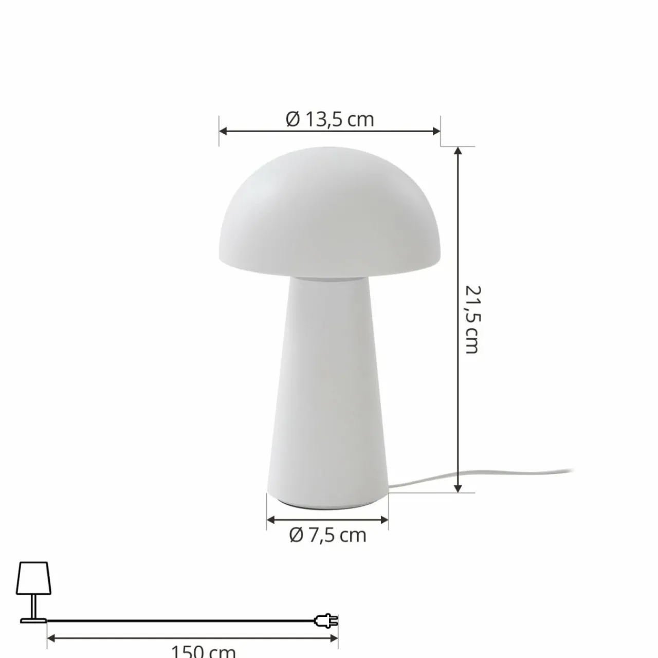 Lindby lampe de table LED rechargeable Zyre, blanc, IP44, variateur tactile^ Lampes Décoratives