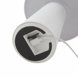 Lindby lampe de table LED rechargeable Zyre, blanc, IP44, variateur tactile^ Lampes Décoratives