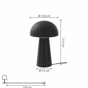 Lindby lampe de table LED rechargeable Zyre, noir, IP44, variateur tactile^ Lampes Décoratives