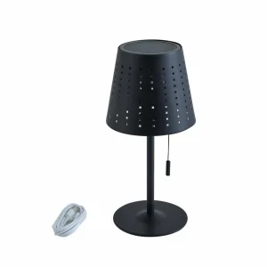 Lindby lampe de table LED solaire Hilario, noir, fer, batterie rechargeable^ Lampes Décoratives