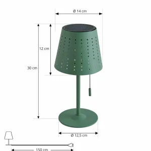 Lindby lampe de table LED solaire Hilario, vert, fer, batterie rechargeable^ Lampes Décoratives