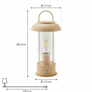 Lindby lampe de table rechargeable Yvette, abricot, IP44, Touchdimmer^ Lampes Décoratives