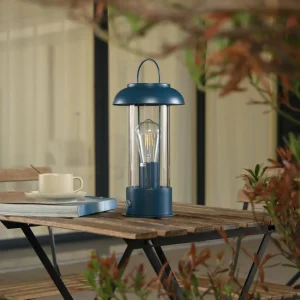 Lindby lampe de table rechargeable Yvette, bleu, IP44, Touchdimmer^ Lampes Décoratives