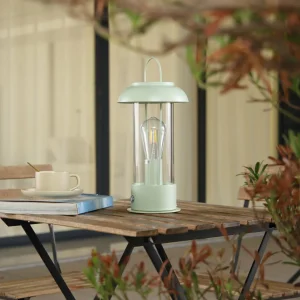 Lindby lampe de table rechargeable Yvette, vert, IP44, Touchdimmer^ Lampes Décoratives