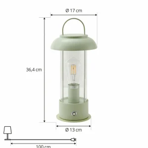 Lindby lampe de table rechargeable Yvette, vert, IP44, Touchdimmer^ Lampes Décoratives