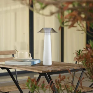 Lindby Lampe d'extérieur à LED rechargeable Gomba, blanc, intensité^ Lampes Décoratives