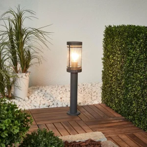 Lindby lampe pour socle Djori, gris foncé, acier inoxydable, Ø 10,5cm^ Potelets Extérieurs