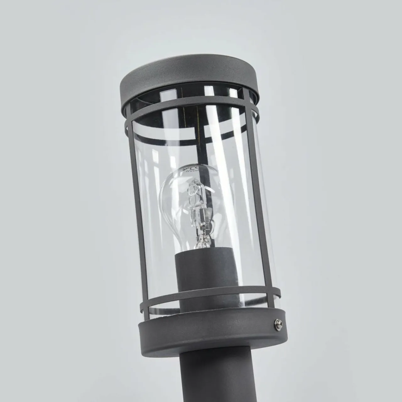Lindby lampe pour socle Djori, gris foncé, acier inoxydable, Ø 10,5cm^ Potelets Extérieurs