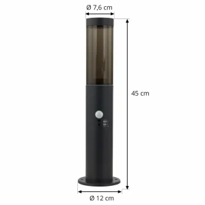 Lindby lampe pour socle Statius, noir, fer, capteur, 45 cm^ Potelets Extérieurs Avec Détecteur