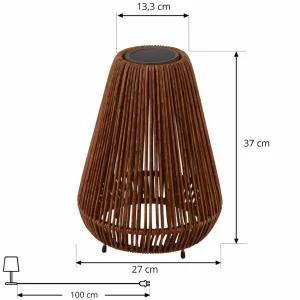 Lindby lampe solaire LED Amaria, rotin, foncé, Ø 27 cm^ Lampes Décoratives