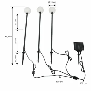 Lindby lampe solaire LED Brindley, set de 3, noir, verre^ Lampes Décoratives