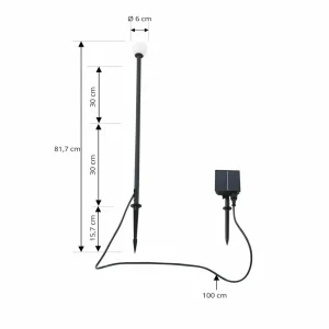 Lindby lampe solaire LED Freydis, noir, aluminium, 2.000 K^ Lampes Décoratives