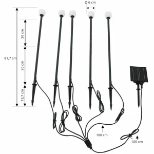 Lindby lampe solaire LED Freydis, set de 5, noir, 2.000 K^ Lampes Décoratives